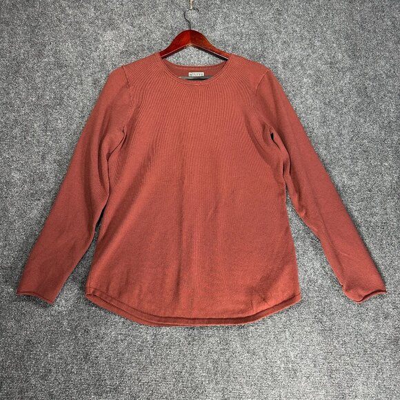 Duluth Trading Co Sweater Womens Medium Rust Pullover Ribbed Hem Cotton Stretch - Picture 1 of 7